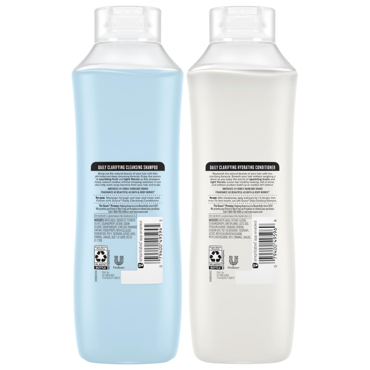 Suave Shampoo & Conditioner Set, Clarifying & Hydrating – Build Up & Residue Removal Formulas for Beautiful, Shiny Hair, 22.5 Oz Ea (2 Piece Set)